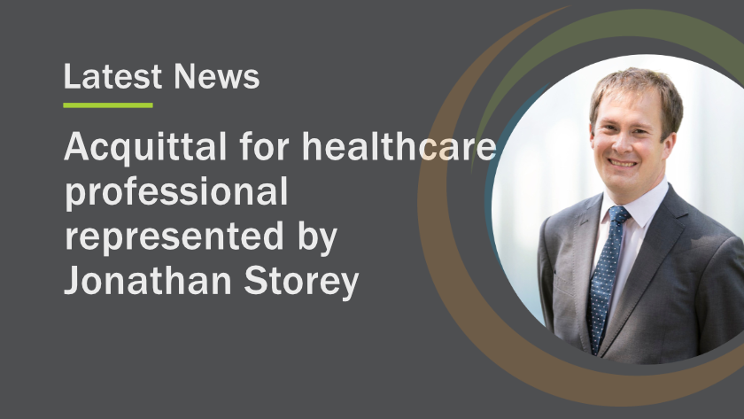 Acquittal for healthcare professional represented by Jonathan Storey