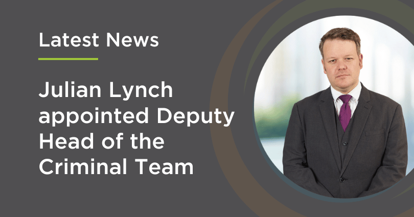 Julian Lynch appointed Deputy Head of the Criminal Team